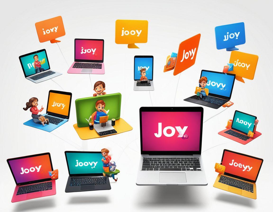 A colorful, dynamic scene of people of various ages engaged in interactive typing games on laptops and tablets, showcasing joy and excitement. Include playful typography elements and vibrant game graphics floating around them, with a backdrop of a digital world filled with fun icons. The atmosphere should be lively and welcoming, inviting users of all ages to join the fun. super-realistic. vibrant colors. white background.